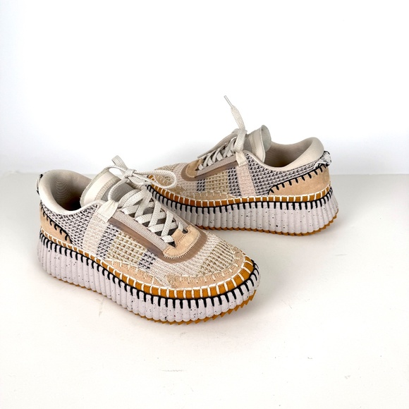 CHLOE Nama Stitch Walking Beige Biscotti Sneakers 38, 7.5 - Picture 4 of 13